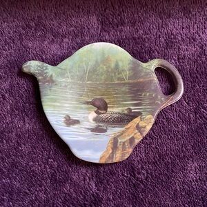 Vintage Loon on the Lake Tea Bag Holder.  4x3”